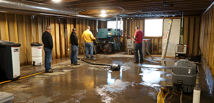 Cleaning Sewage From Basement Floor in Osawatomie